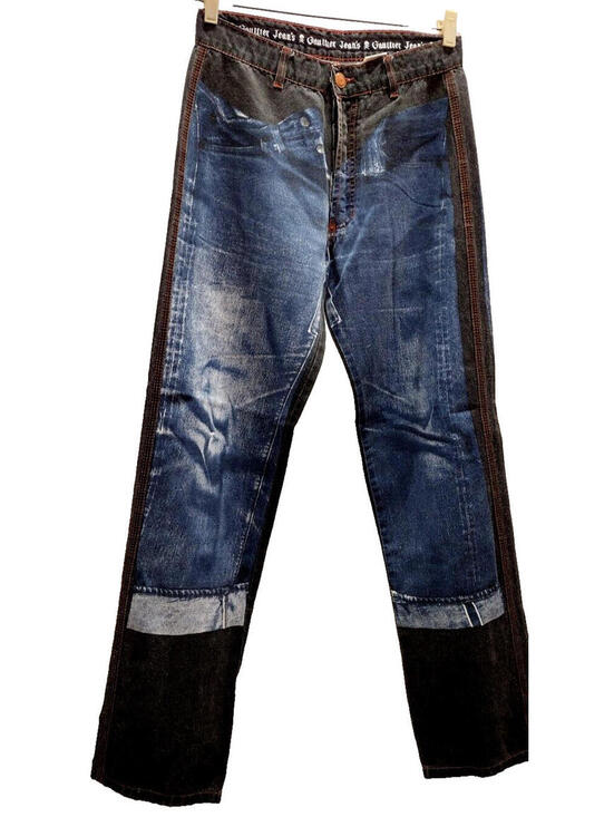 Jean Paul Gaultier Other - JEAN PAUL GAULTIER Rockabilly Pants Jean Picture Denim Redlines Waist 29 inches